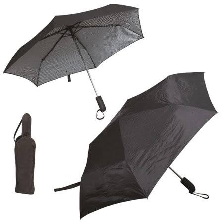 Debco UF6627 Pinstripe Folding Umbrella Black with White Pinstripes - 12 Pack, Adult Unisex