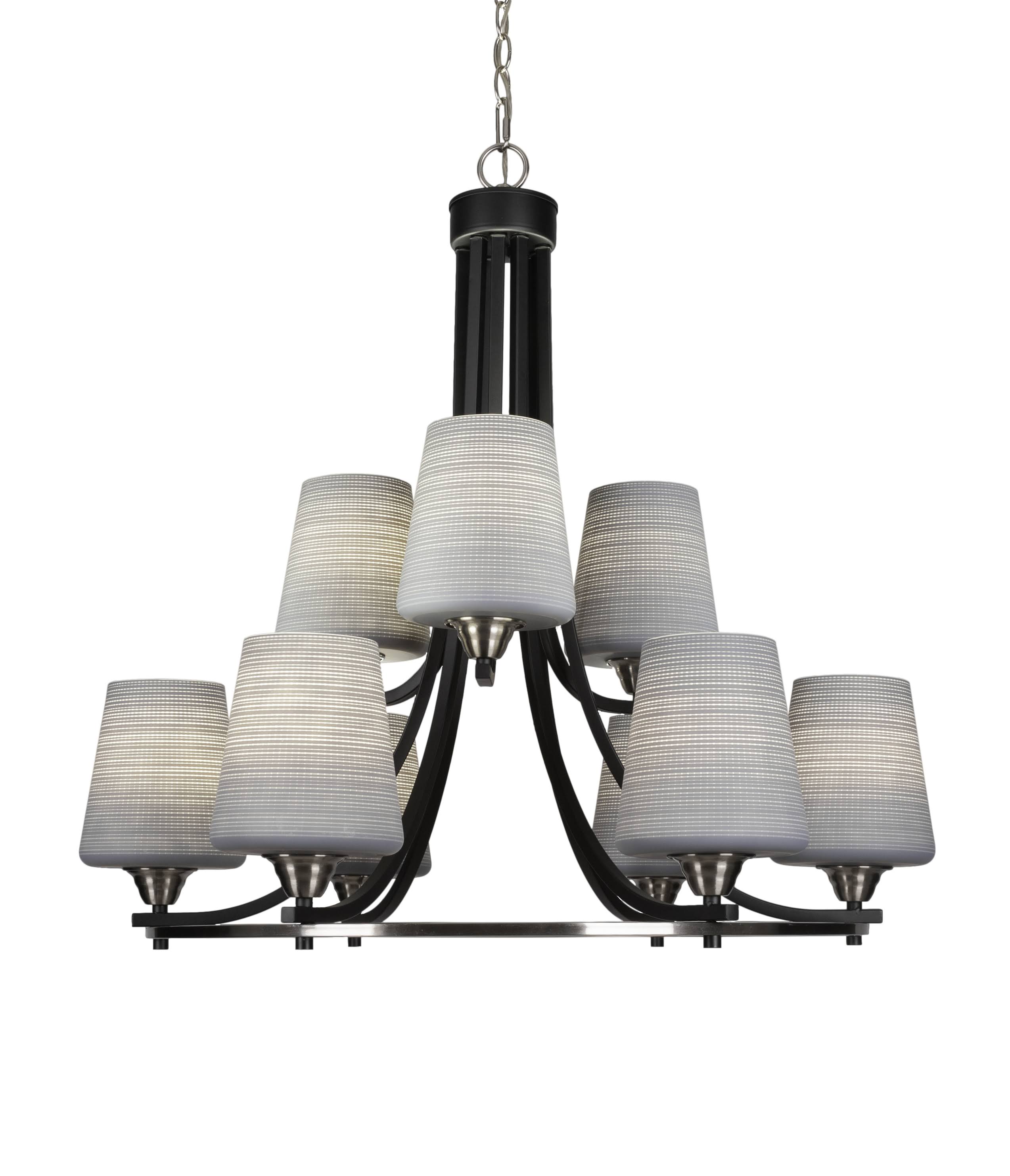 Toltec Lighting 3409-MBBN-4032 Paramount 9 Light 31 inch Chandelier in Matte Black-Brushed Nickel with Gray Matrix Glass