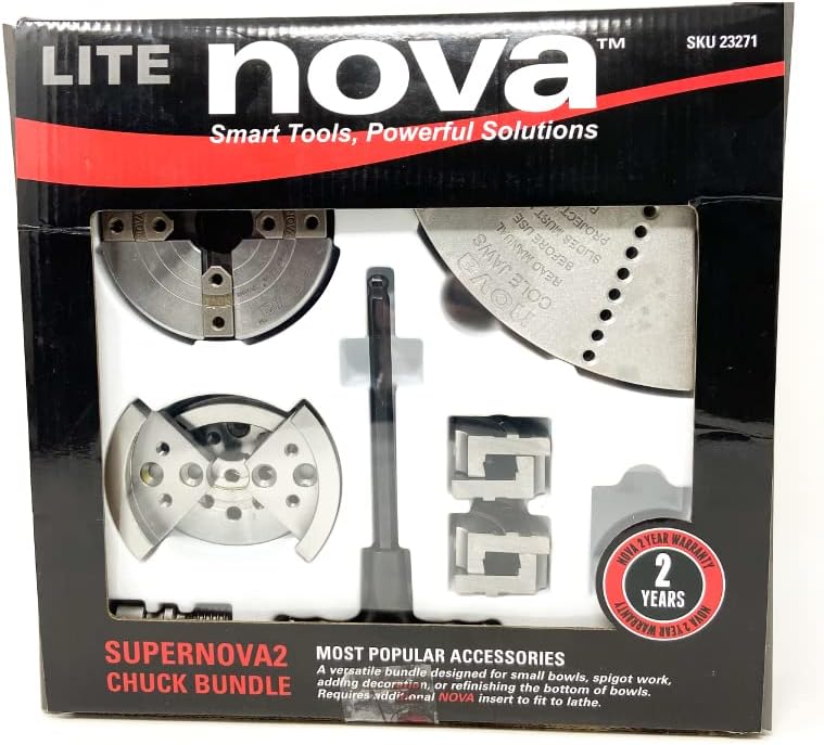 Nova 23271 Supernova 2 Lite Chuck and Most Popular Jaw Accessory Bundle (3 jaw sets) Insert Version (Separate Adapter Insert Purchase Required)