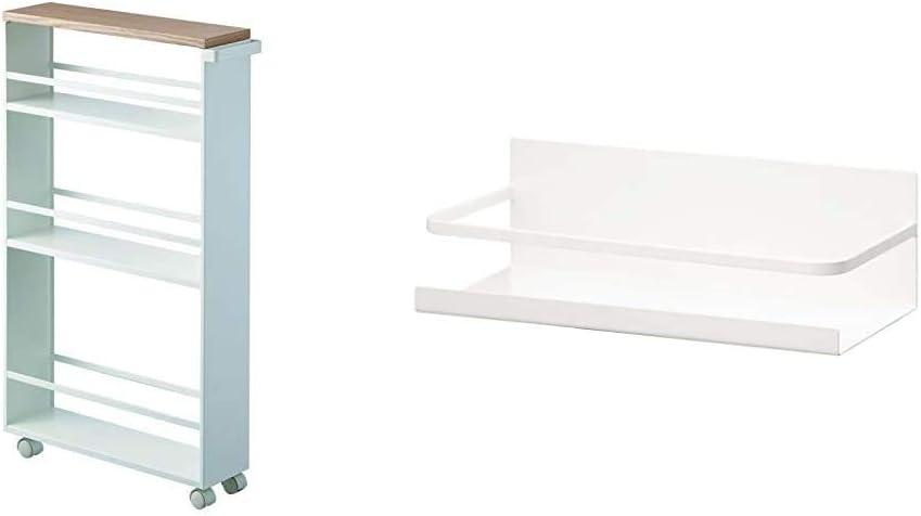 YAMAZAKI home Tower Rolling Slim Storage Cart With Handle Black