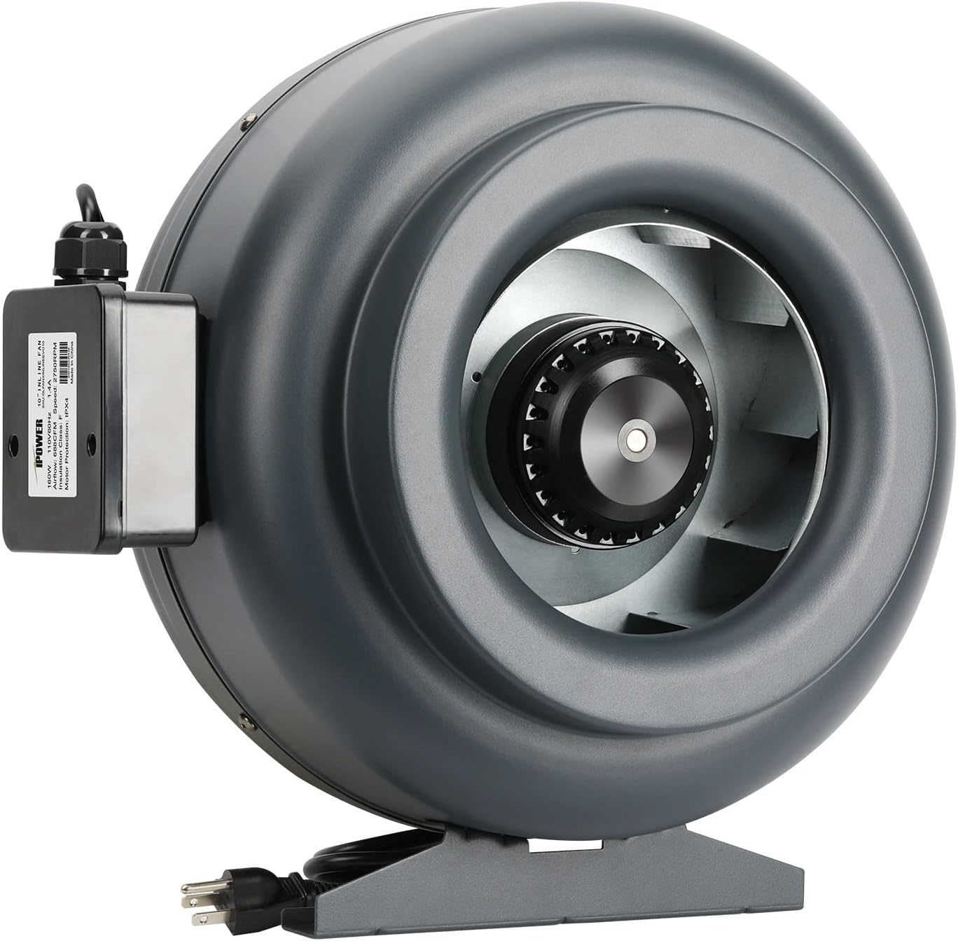 iPower 10 Inch 688 CFM Duct Inline Fan Upgrade Wind Pressure 700 Pa HVAC Exhaust Blower for Grow Tent Ventilation, 10