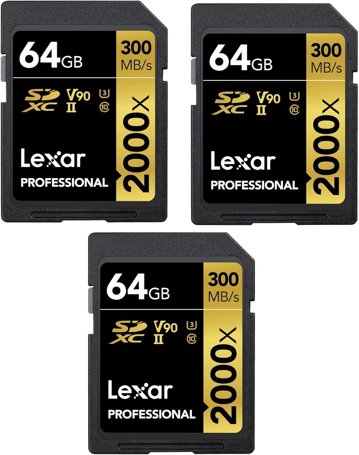 Lexar Pack of 3 Professional 2000x 64GB (192GB Total) SDXC UHS-II Memory Cards (LSD2000064G-BNNNU) Bundle w/Deco Gear Accessories Kit Includes Reader & Case + Screen Covers + Microfiber Cloth & More
