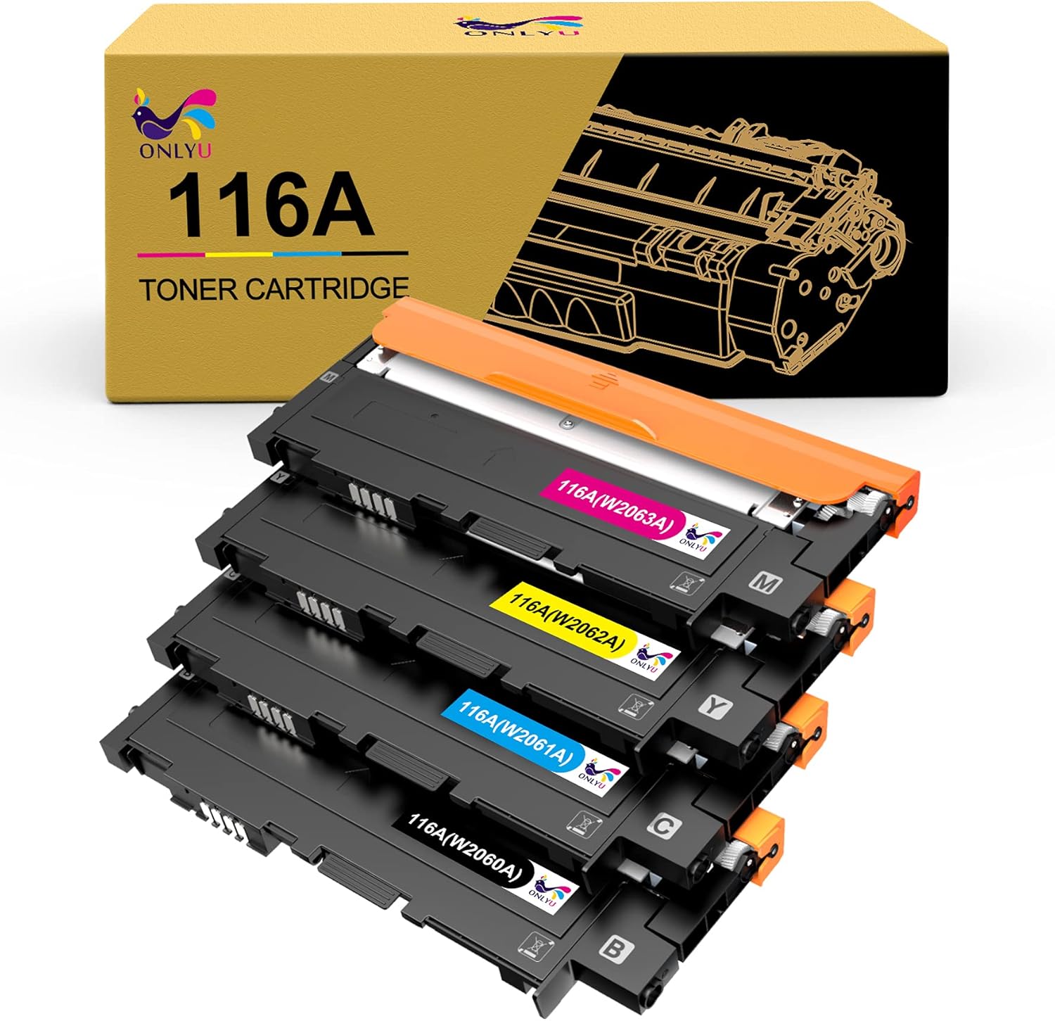 ONLYU Compatible Toner Cartridge Replacement for HP 116A W2060A W2061A W2062A W2063A to use with Color MFP 179fnw MFP 178nw Printer (Black Cyan Magenta Yellow, 4-Pack)