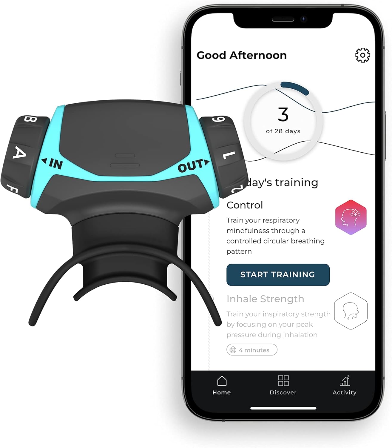 Airofit Active Breathing Trainer & Virtual Breathing Guided App | General Well-Being, Muscle Trainer for Enhanced Lung Capacity, Improved Active Lifestyle | Excellent For People In Sports & Well-Being
