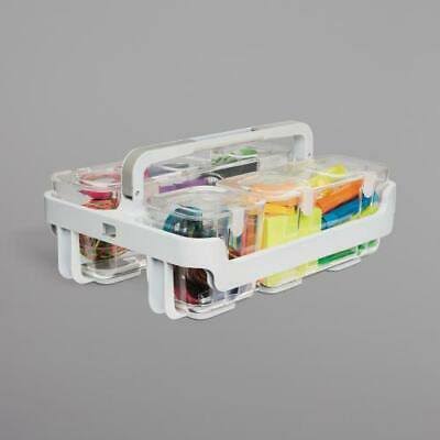1pc Deflecto 29003 10 1/2 inch x 14 inch x 6 1/2 inch White / Clear Stackable Caddy Organizer with Assorted Containers