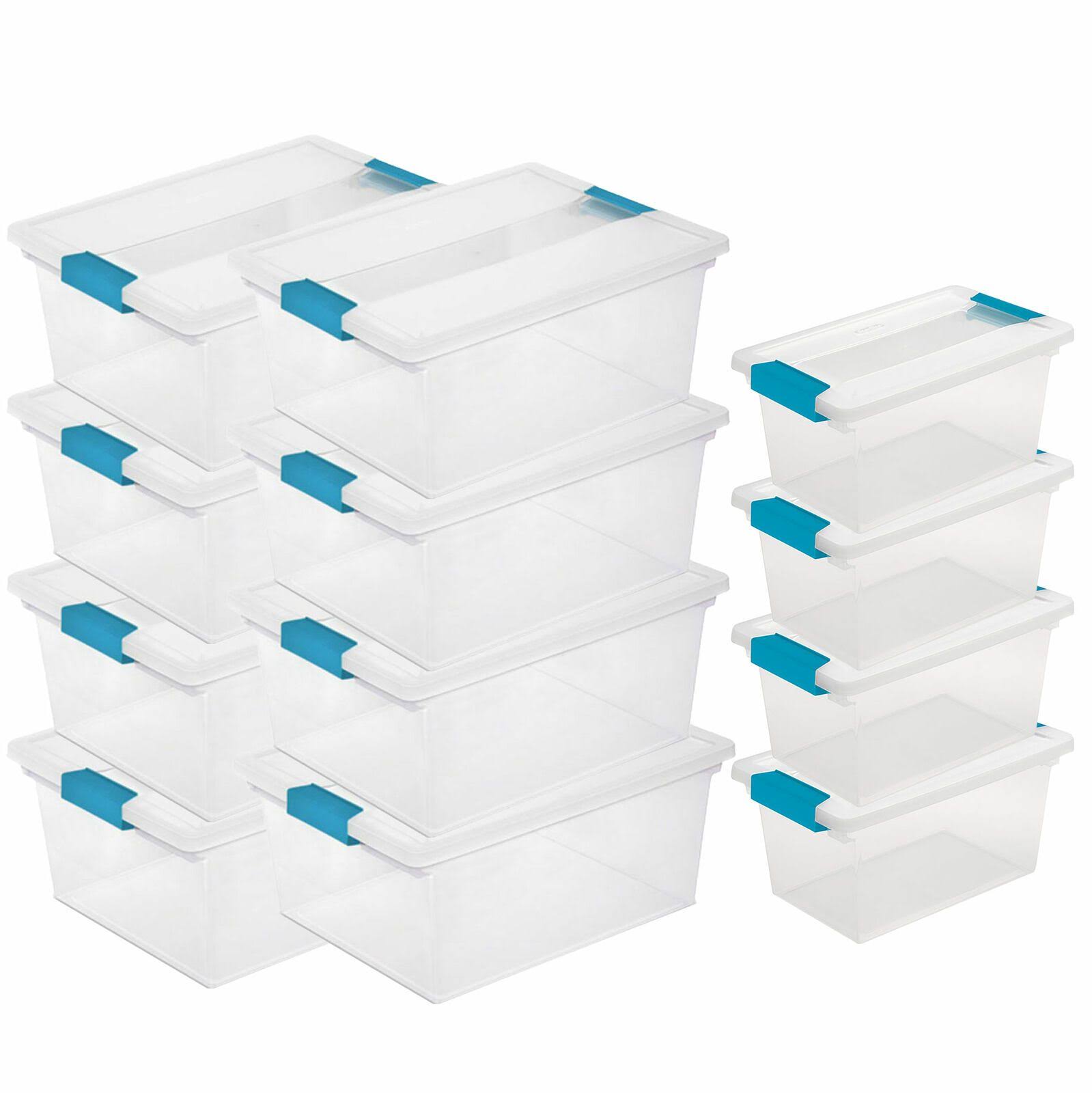 Sterilite Deep Clip Storage Box Container 8 Pack + Medium Clip Box 4 Pack