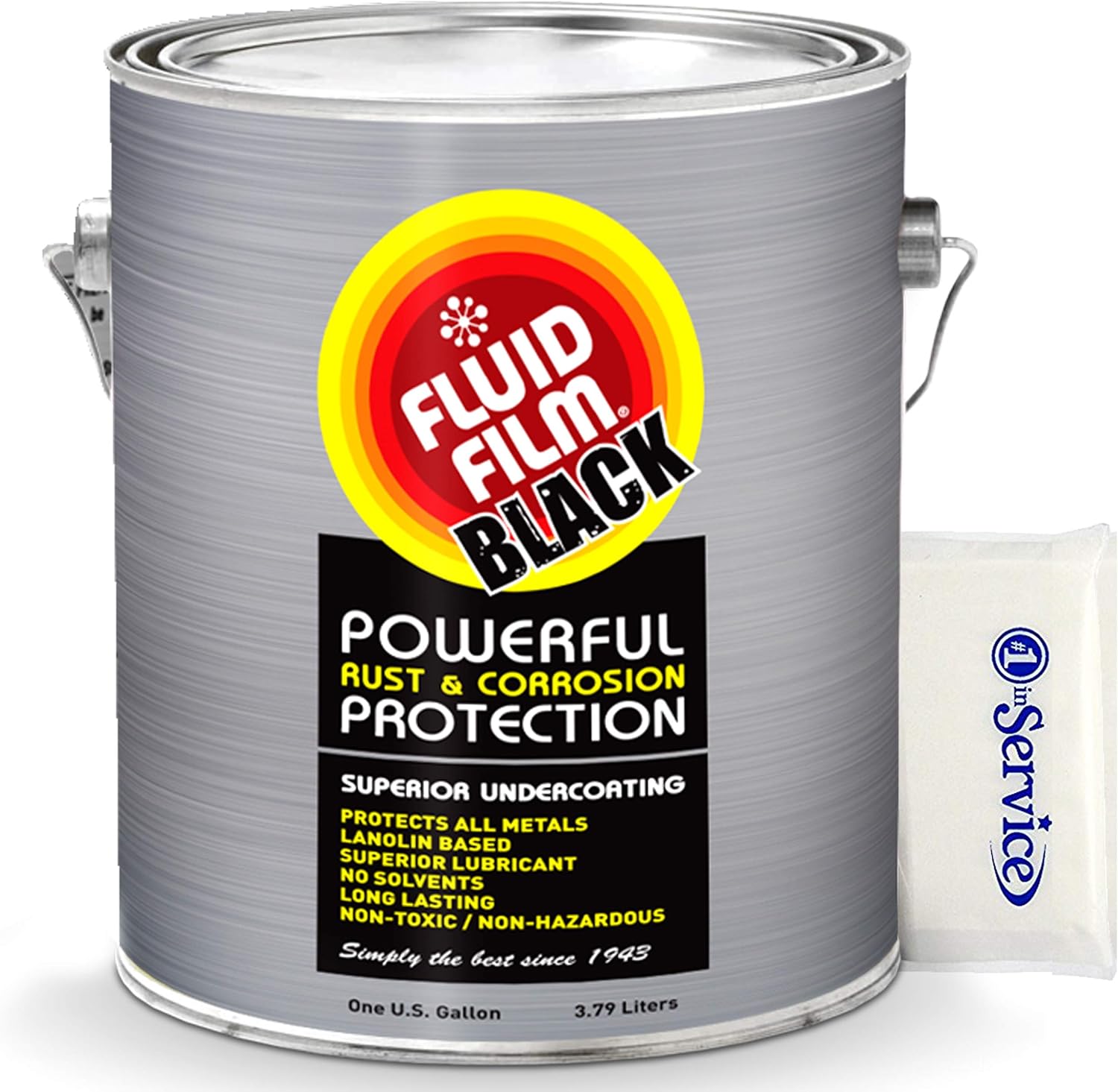 Fluid Film Undercoating Protection, Rust Inhibitor and Prevention, Anti Corrosion Multi Purpose Penetrant and Lubricant Lanolin Formula, 1 Gallon Black Color and Tissue Pack Pack of 2