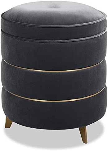 Jennifer Taylor Home Midas Round Accent Storage Ottoman Steel Gray