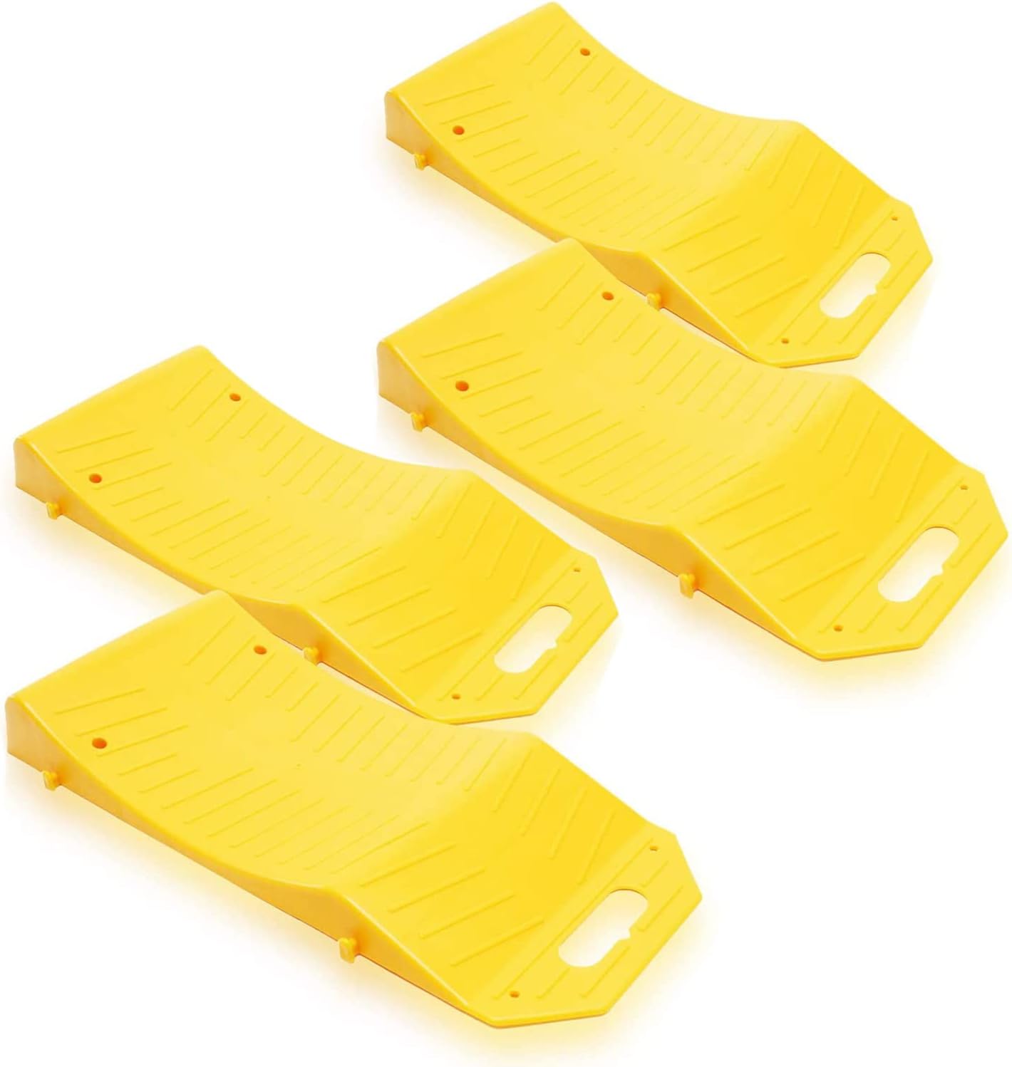 Zone Tech Tire Saver Ramps - Premium Quality Anti- Slip Design Portable Highly Visible Yellow Tire Cradle Vehicle Travel Ramps for Storage-Flat Spot and Flat Tire Prevention Pack of 2