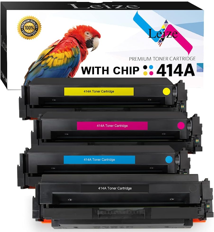 Leize (with CHIP) Compatible Toner Cartridge Replacement for HP 414A 414 W2020A W2021A W2022A W2023A for HP MFP M479fdw M454dn M454dw M479fdn Printer, 4-Pack KCMY