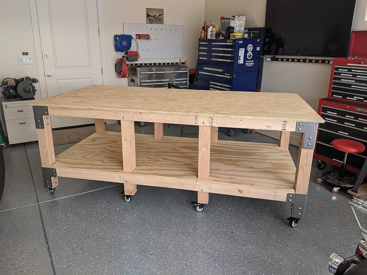 Eastwood 8 Pieces Sturdy Steel Angle Brackets Shop Table Kit Unpainted Bare Steel Multi-Angle Joint Fastener Shelf Support for Desk Edge & Box & Wood Beam