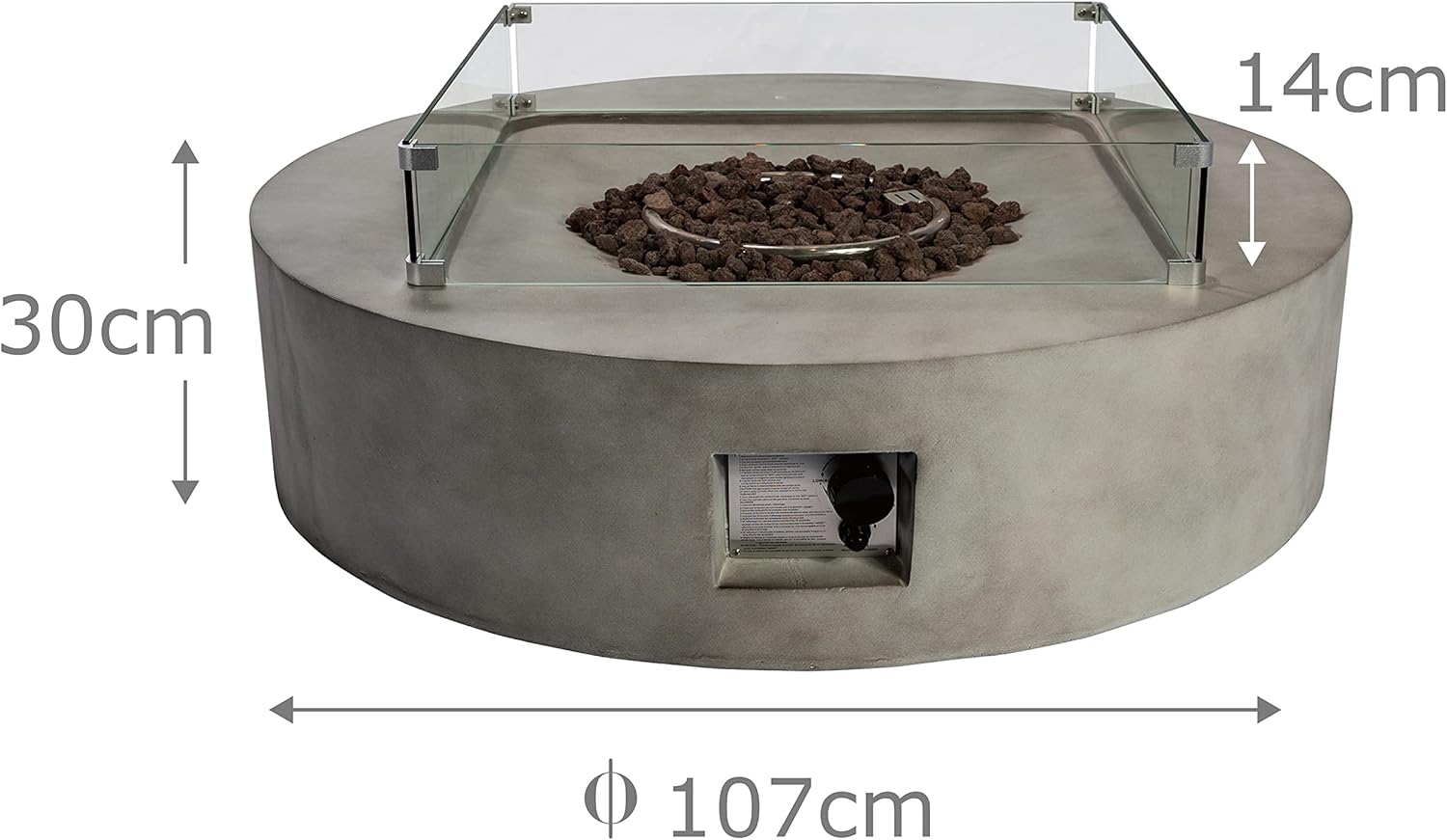 Teamson Home HF42408AA Round 50,000 BTU Concrete Look Propane Gas Fire Pit Table for Outdoor Patio Garden Backyard Decking with PVC Cover, Spark Screen, Lava Rock, 42 Inches, Light Gray, 42
