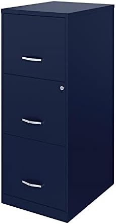 Space Solutions 3 Drawer Metal Vertical File Cabinet with Lock in Navy