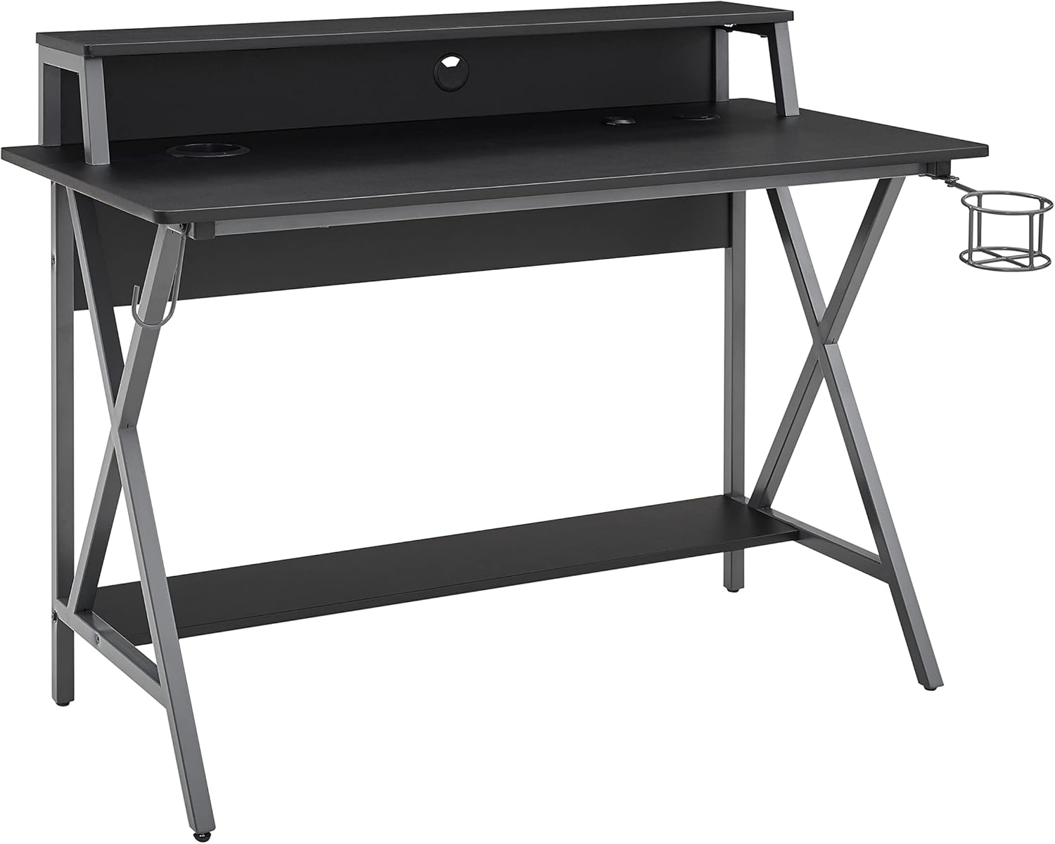 Linon Black & Grey Lars LED Gaming Desk, Black/Grey