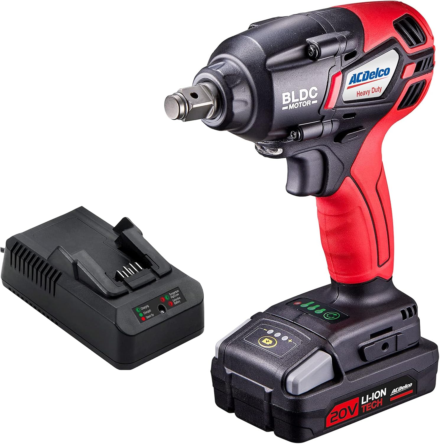 ACDelco ARI20174-PM P20 Series 20V Cordless Li-ion 1/2&rdquo; 369 ft-lbs. Heavy Duty Brushless Impact Wrench Tool Kit
