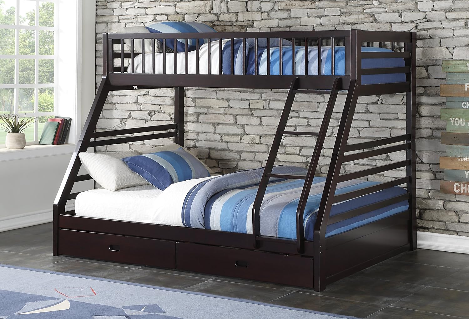 Acme Furniture XL Twin/Queen Bunk Bed with Drawers, Espresso (AC-37425)
