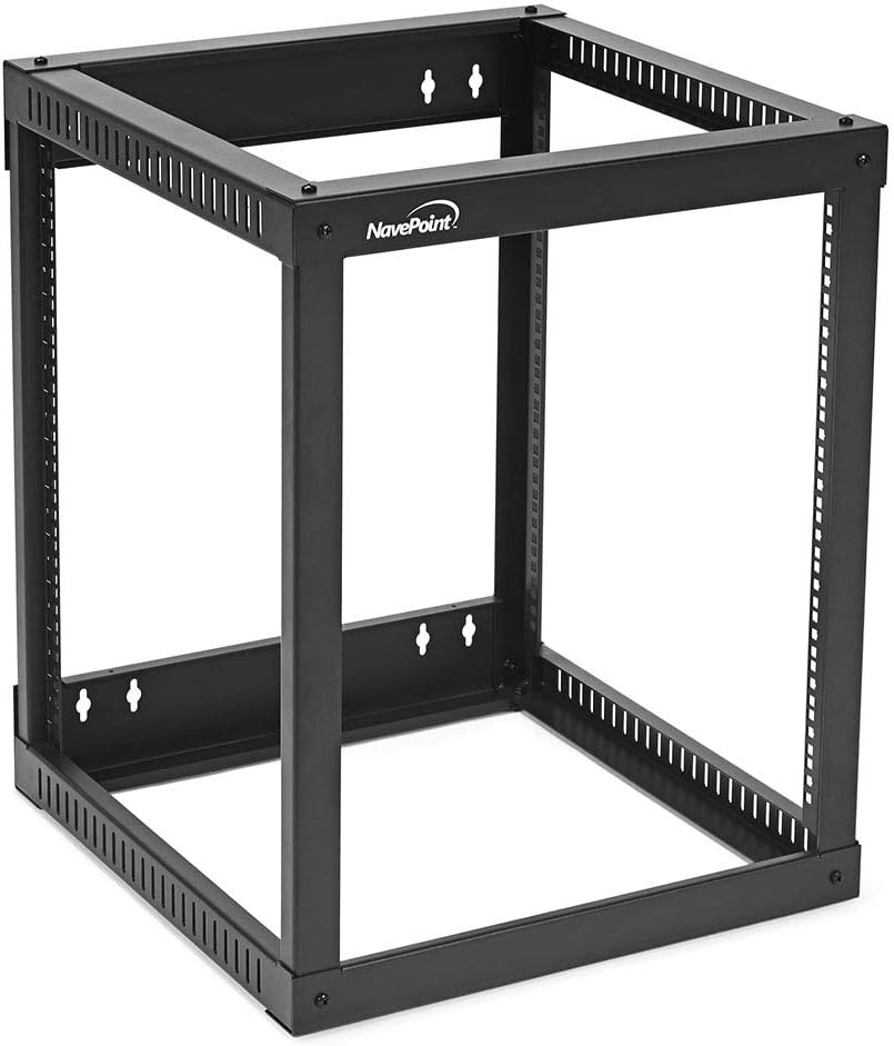 NavePoint 12U Side Load Wall Mount Network Rack, 22-Inch Depth, Wall Mount Equipment, Easy Rear Access to Equipment, Flexible Cable Management, Steel, Assembly and Mounting Hardware Included.