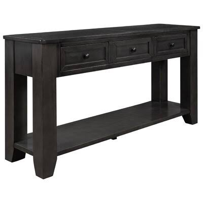 55'' Console Table Sofa Table with 3 Drawers and 1 Shelf Red Barrel Studio Color: Black