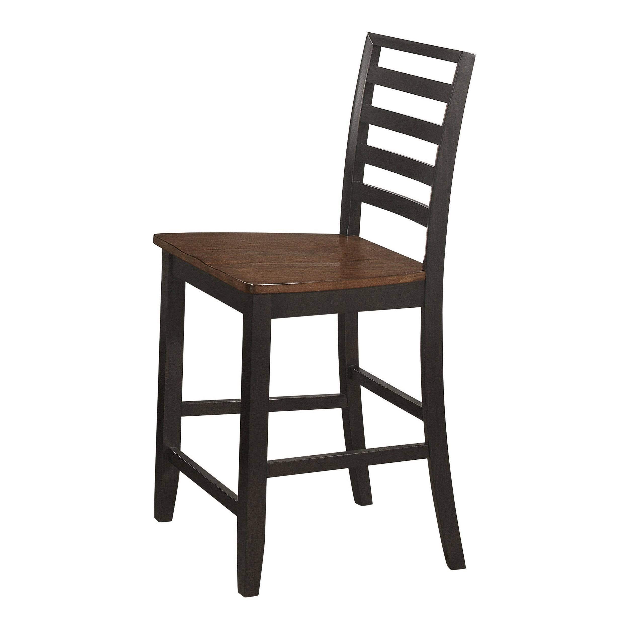 Benzara BM230355 Dual Tone Wooden Counter Height Chair with Ladder Back Black - Set of 2