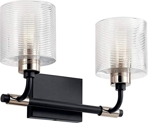 Harvan&trade; 25 Inch 3 Light Vanity Light with Clear Ribbed Glass in Black