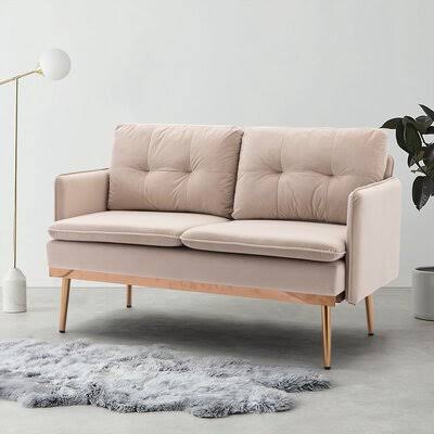 55.91&rdquo;Velvet Sofa , Accent Sofa .Loveseat Sofa with Stainless Feet Mercer41 Fabric: Beige Velvet