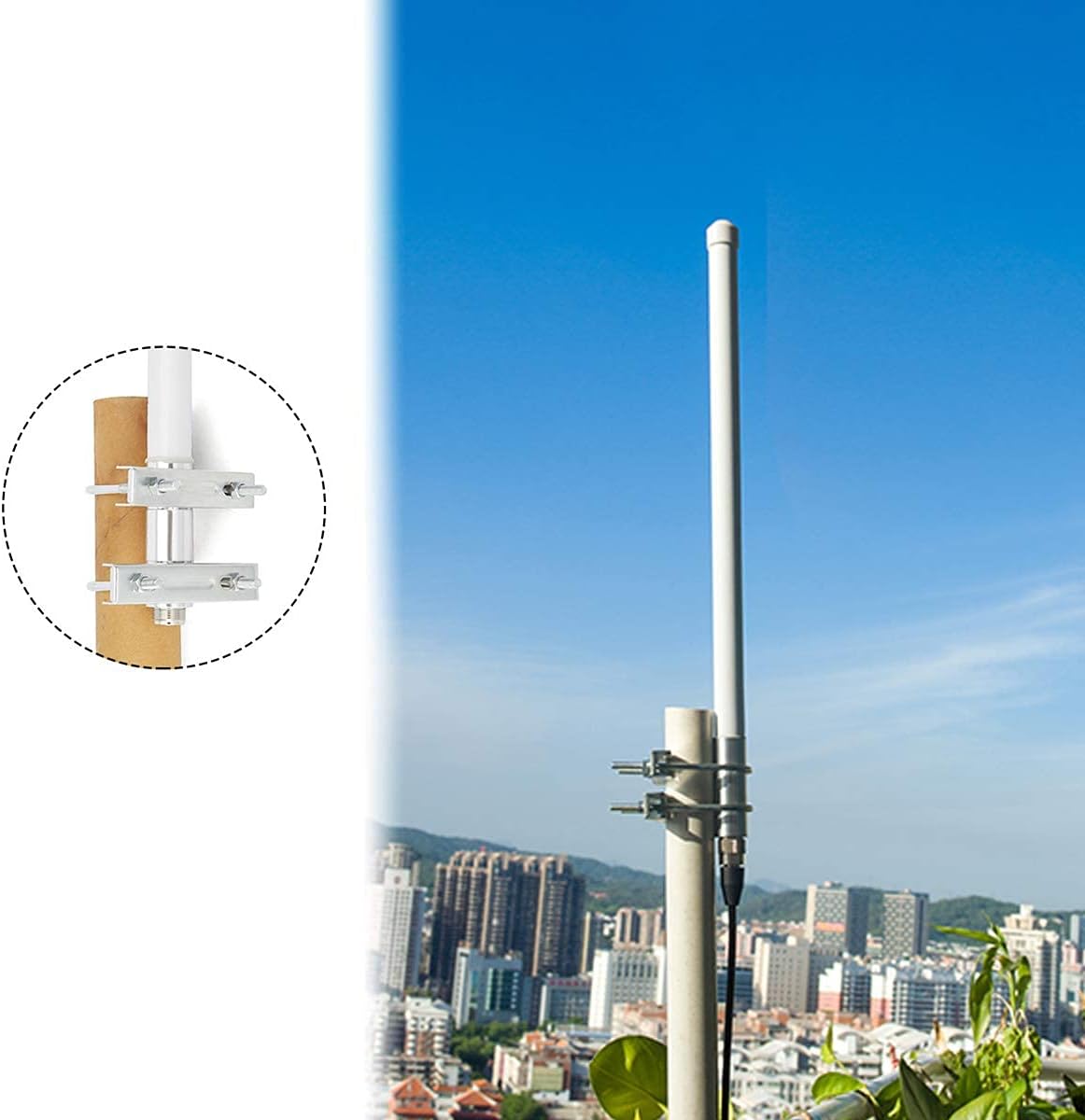 Dual Band Fiberglass Mobile Radio Antenna,UHF VHF 144/430mhz GMRS Base Antenna 15.7inch So239 Connector for Ham Radio Device Repeater Mobile Transceiver with Antenna Mount Bracket