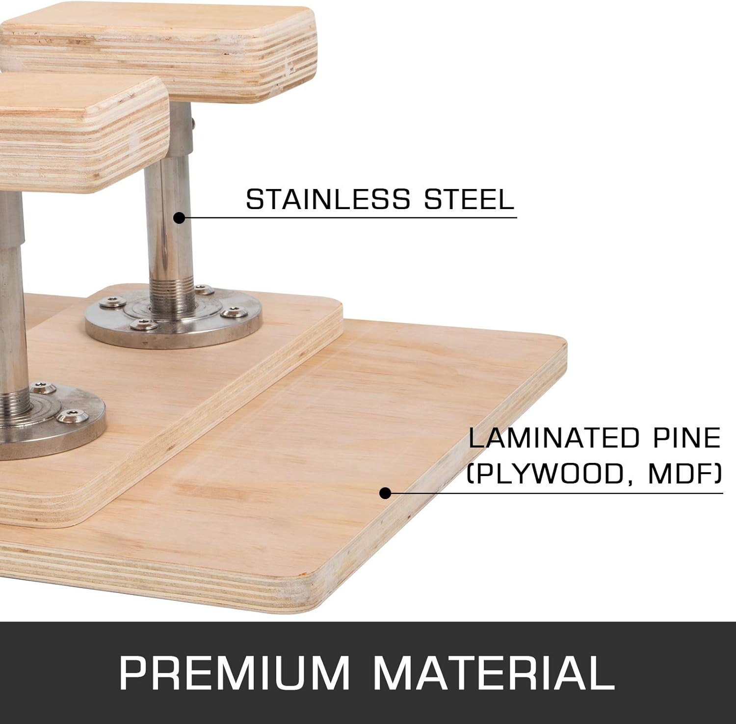 Happibuy 8'' Height Fixed Handstand Canes，Gymnastics Inversion Yoga Balance Trainer，Wood Hand Stand Cane with 16''X16'' Base for Yoga Gymnastic Feet Up Training Pack of 2