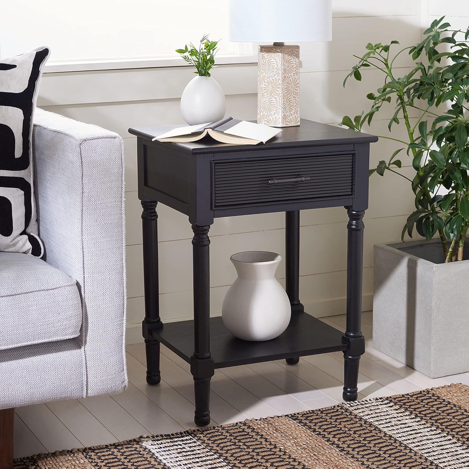 Safavieh Home Collection Ryder Black 1-Drawer Lower Shelf Accent Table ACC5713B