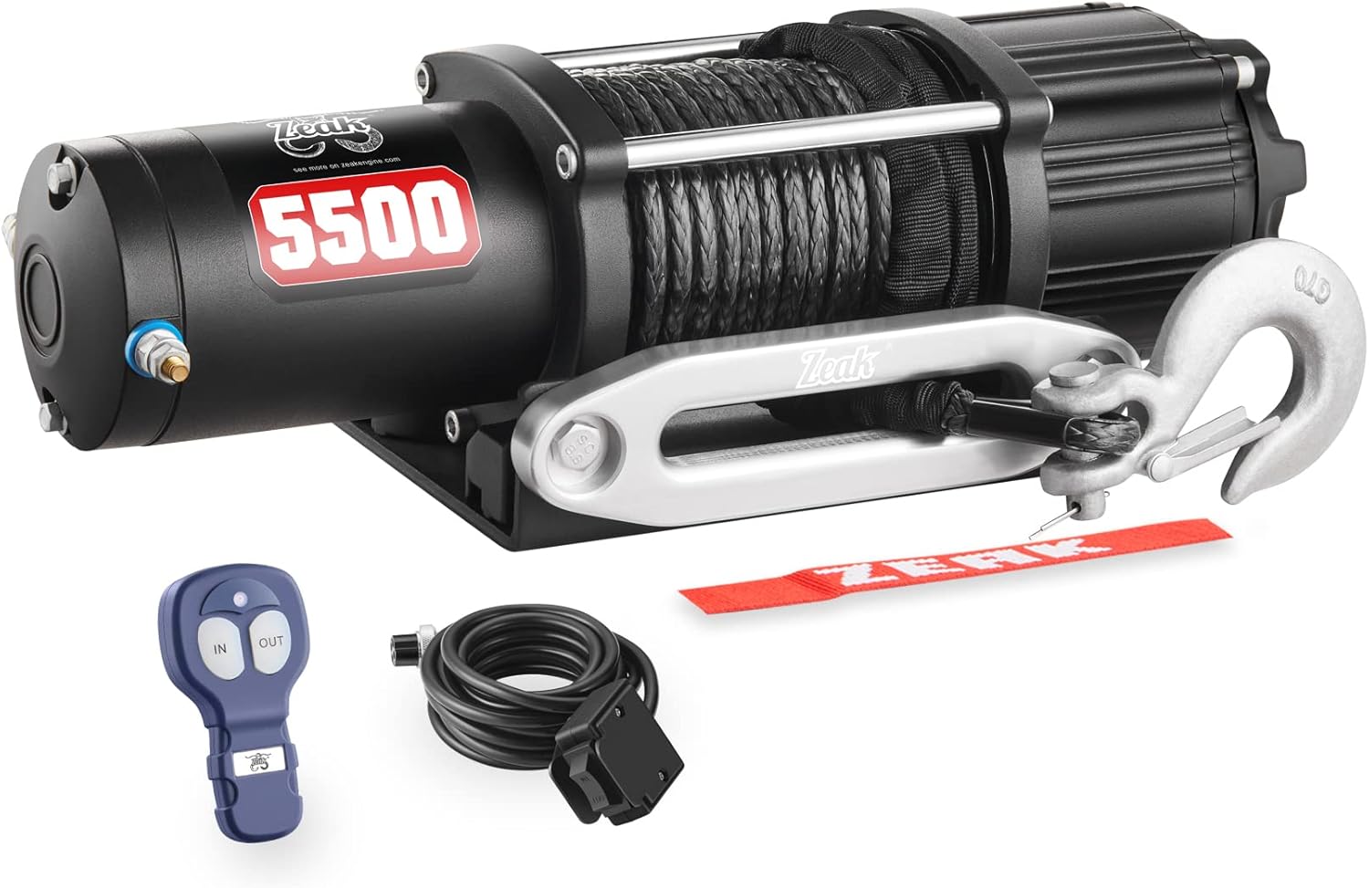 ZEAK 5500 lb Synthetic Rope Winch, with Wireless Remote Bracket, Handlebar Switch, for ATV UTV Powersports Off Road