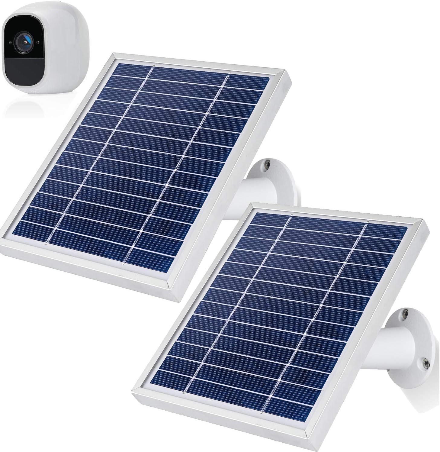 iTODOS 2 Pack Solar Panels Work for Arlo Pro 2 Camera, 11.8Feet Power Cord and Adjustable Mount(Black)