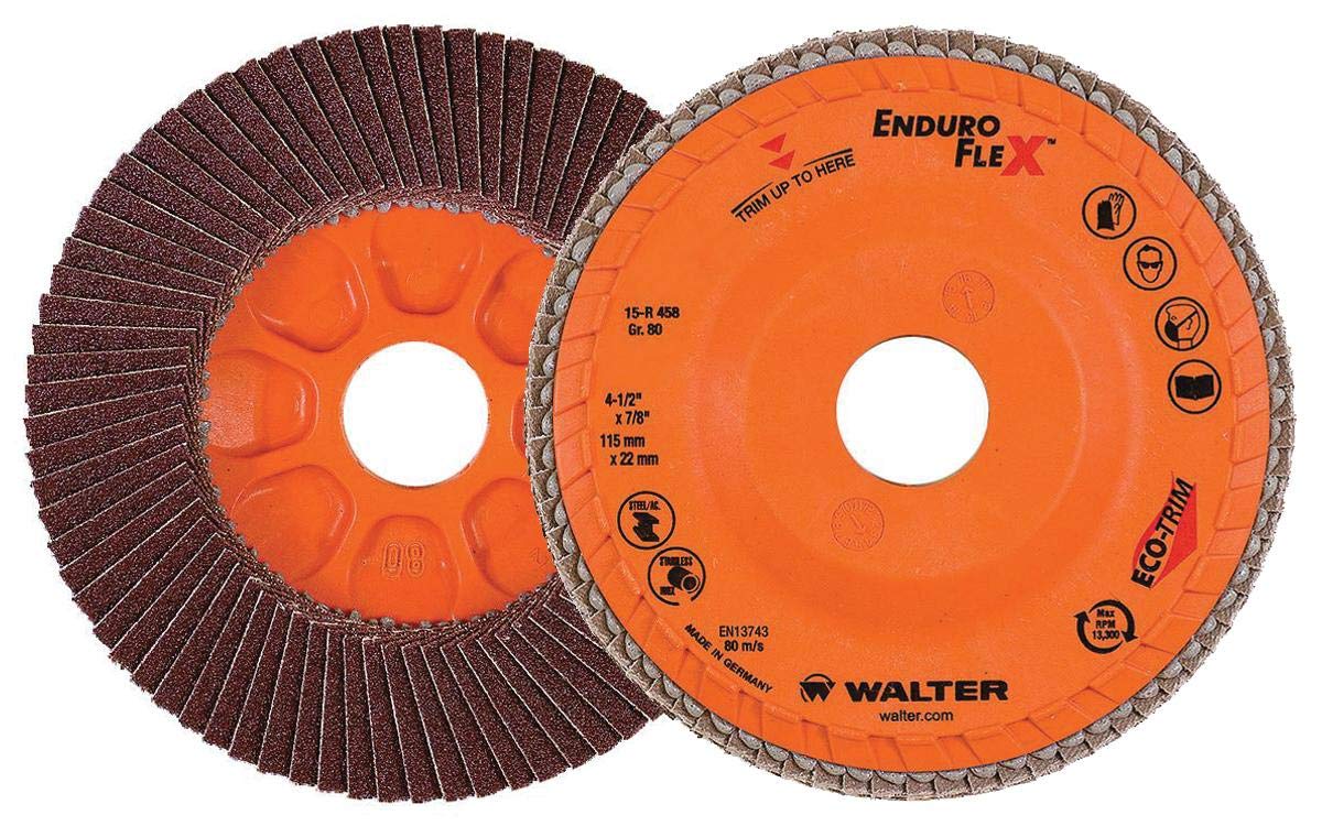 Walter 06B454 ENDURO-FLEX Abrasive Flap Disc - [Pack of 10] 40 Grit, 4-1/2 in. Finishing Disc with ECO-TRIM Backing. Blending Discs