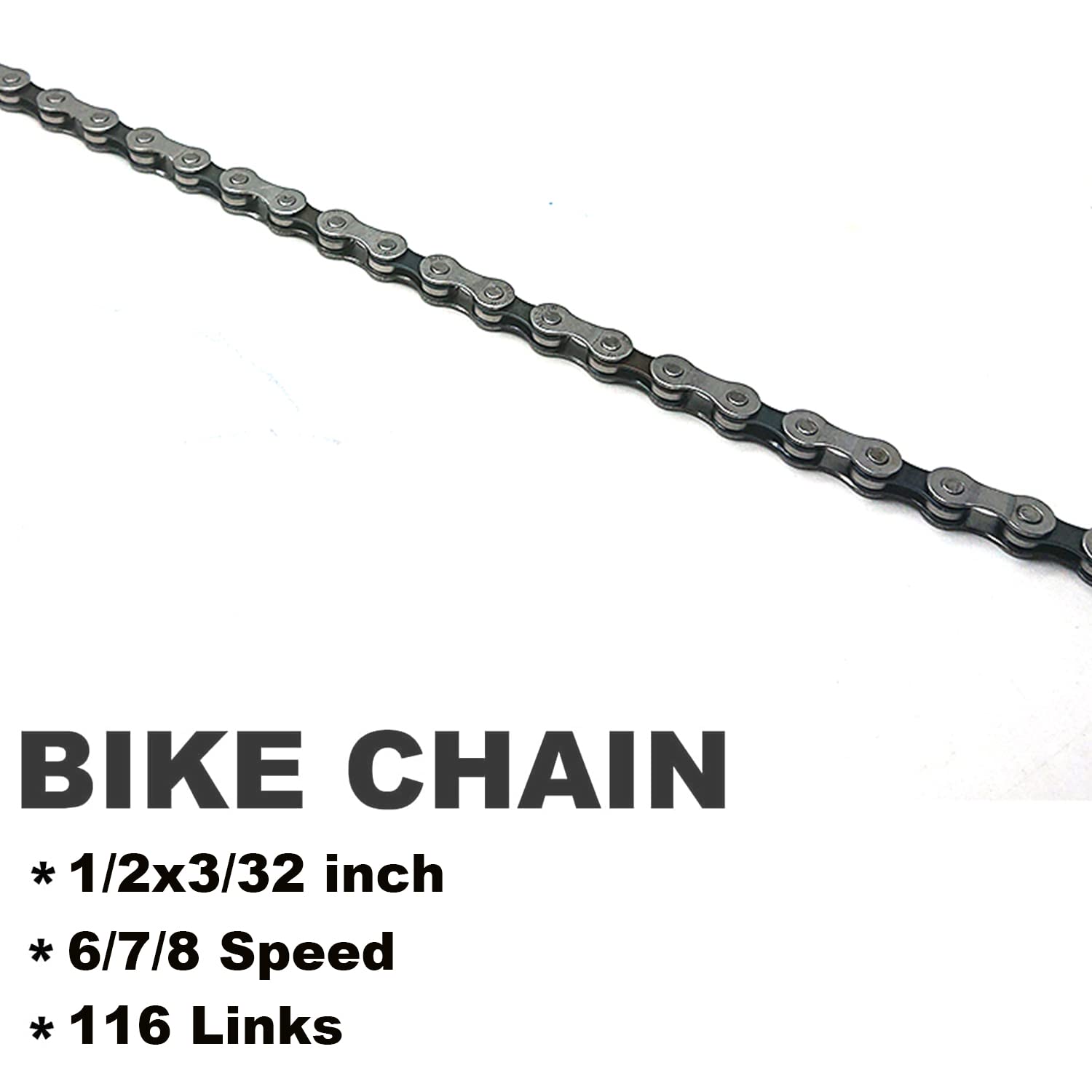 Bike Chain 6/7/8 Speed Bicycle Chain 1/2 x 3/32 Inch, 116 Links Pack of 2