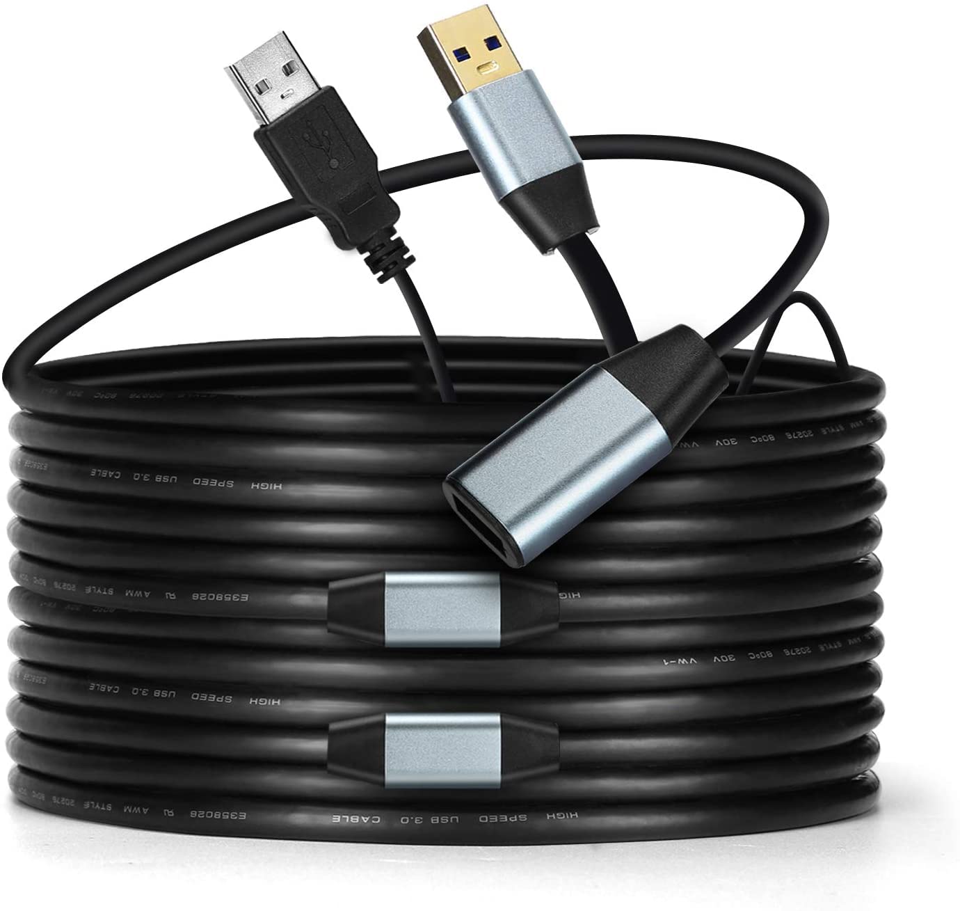 USB 3.0 Extension Cable 50ft, GGMTY Type A Male to Female Extension Cord Durable Material High Data Transfer Compatible with USB Keyboard,Mouse,Flash Drive, Hard Drive,Printer Pack of 2