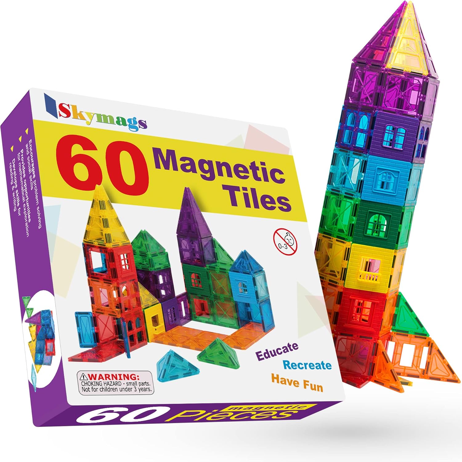 SKYMAGS Magnetic Tiles (72 Set) Pack of 2