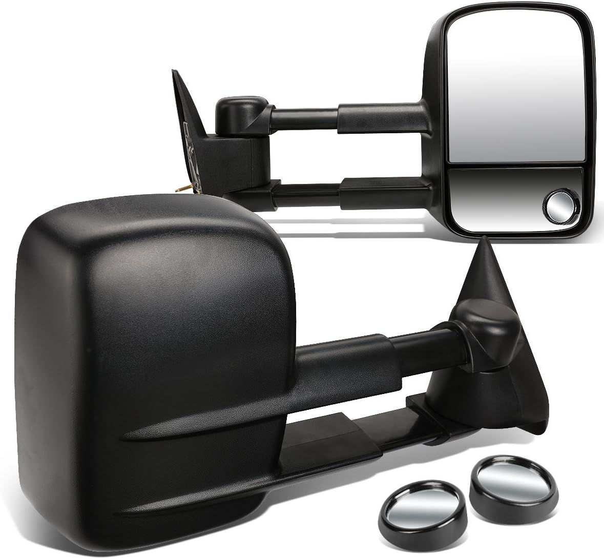 Compatible with Silverado/GMC Sierra Black Telescopic Extendable Manual Rear View Towing+Circle Blind Spot Side Mirror