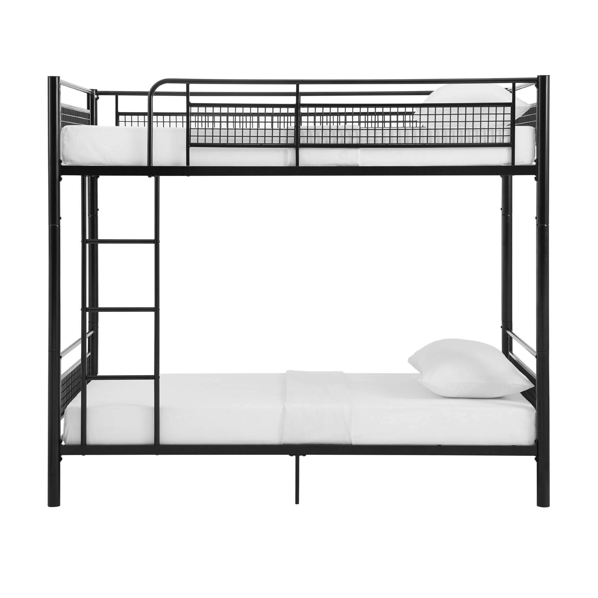 Twin Over Twin Metal Mesh Frame Bunk Bed Black - Saracina Home