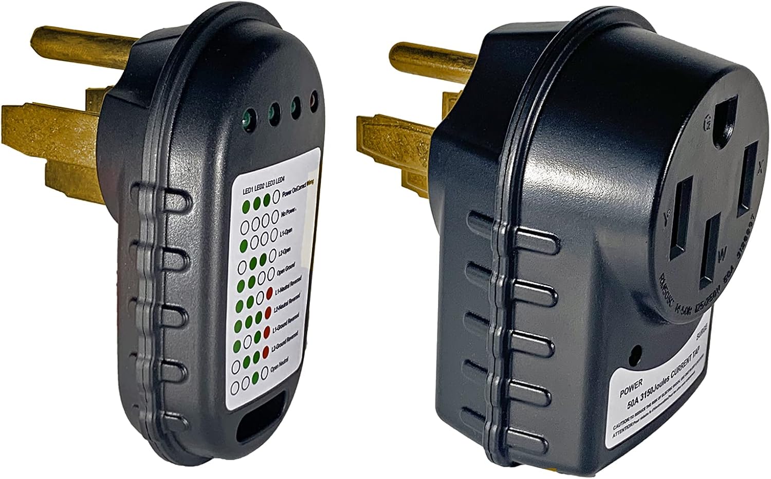 Suplevel 50 Amp RV Surge Protector and Circuit Analyzer Kit, Adapter Circuit Analyzer with LED Indicator Light, 50 Amp Surge Protector for RV, EV, Camper(45000A max Spike, 3150 Joules, ETL Listed) Pack of 2