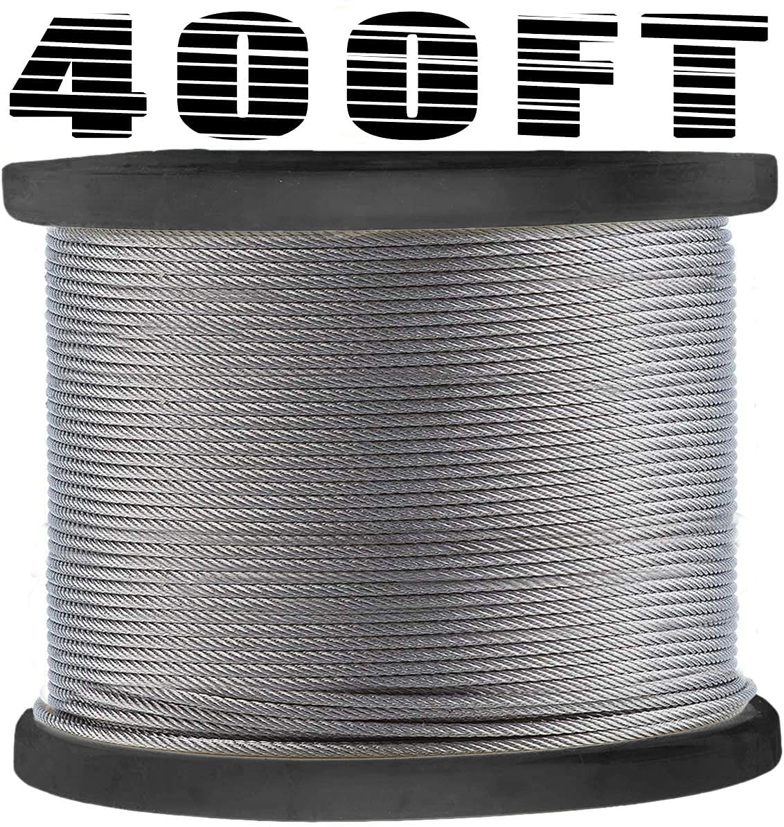 1/8 T316 Stainless Steel Cable, Aircraft Cable for Deck Railing, 7 x 7 Strands Construction Braided Steel Cable, 400FT Wire Rope Cable for Railing Pack of 2