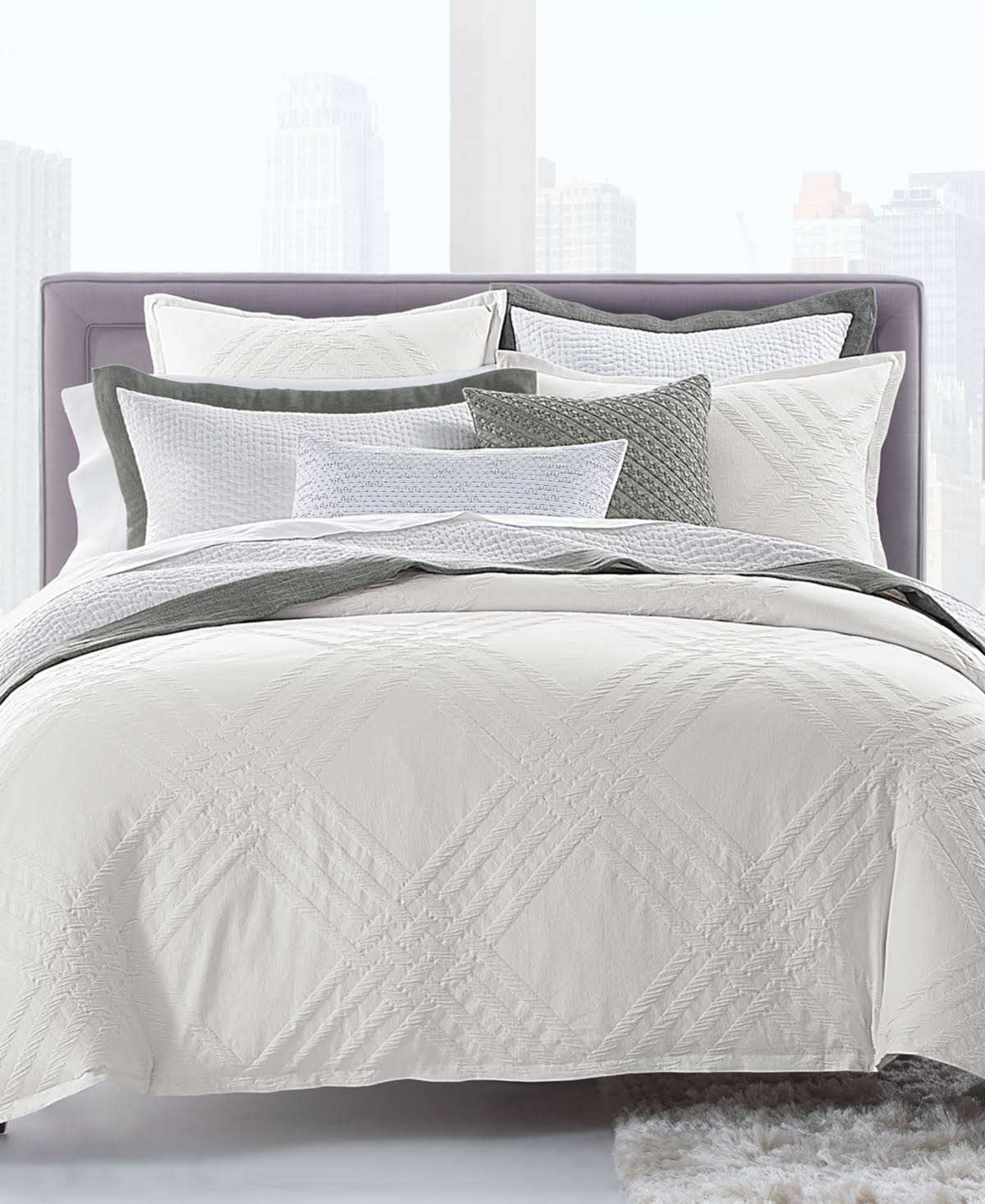 Closeout! Hotel Collection Locked Geo King Comforter, Created for Macy&s - White