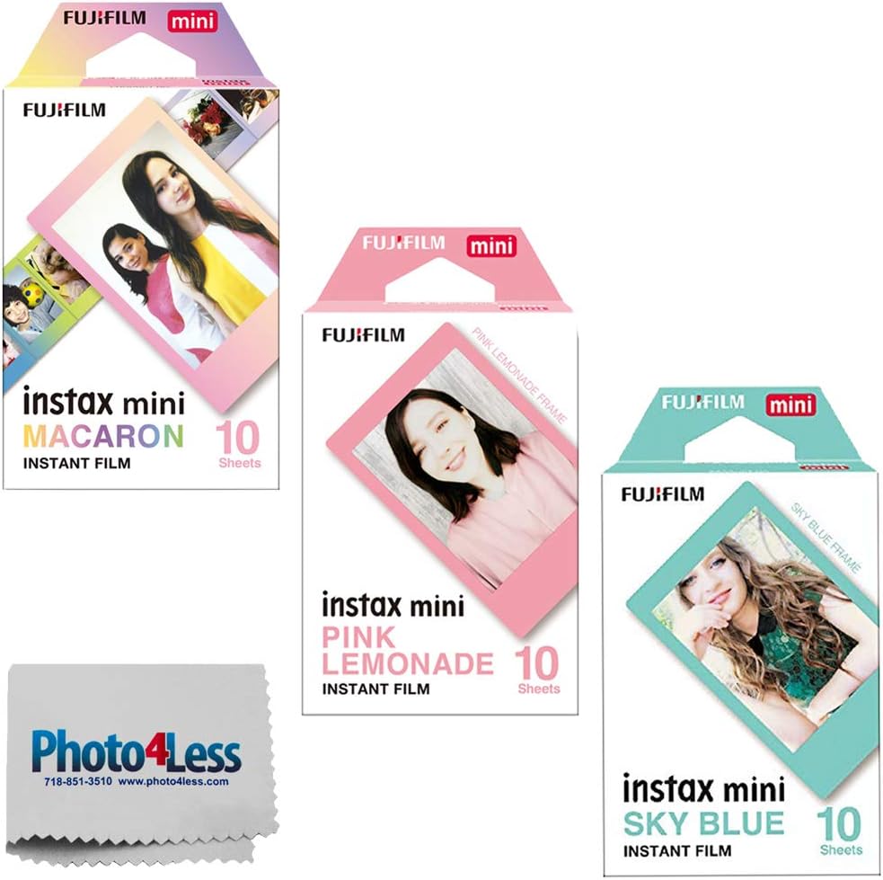Fuji Instax Mini Stained Glass Instant Film, (10 Sheets) + Fuji Instax Mini Candy Pop Instant Film - (10 Sheets) + Fuji Instax Mini Shiny Star Instant Film - (10 Sheets) Pack of 2