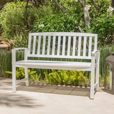 Leora Wooden Garden Bench Beachcrest Home Frame Color: White