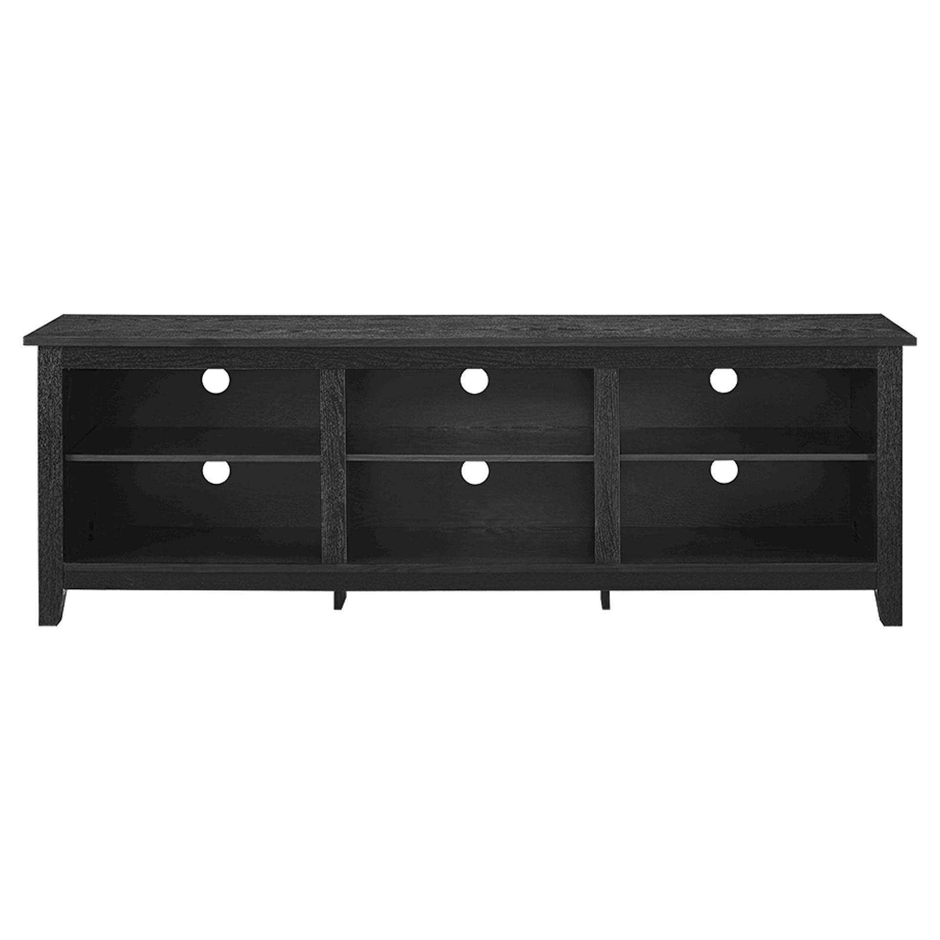 70 Wood Media TV Stand Storage Console Black Saracina Home