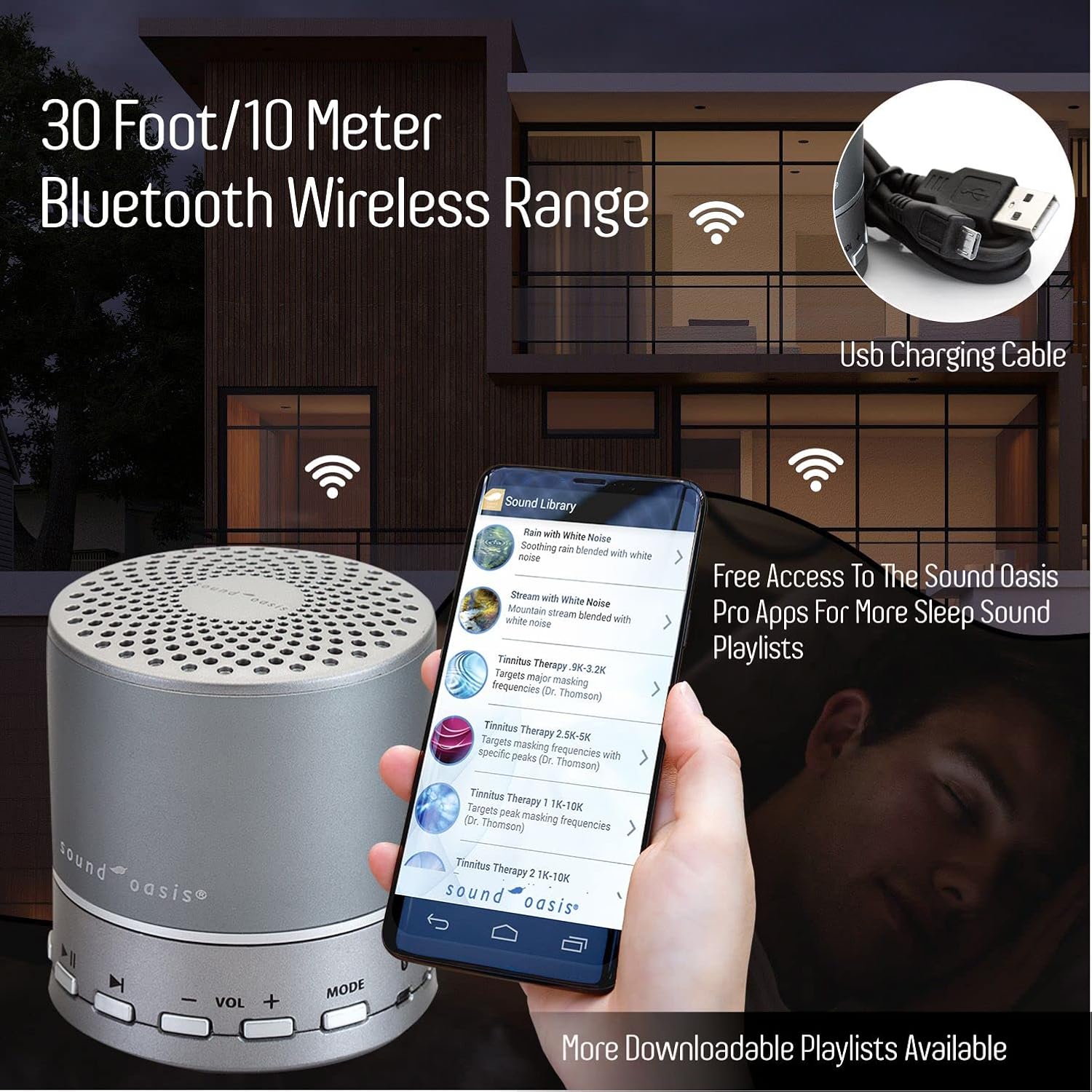 Sound Oasis Sound Machine for Sleep - Built in Bluetooth Speaker Big Bass Sound - Portable Home and Travel White Noise Machine - Over 20 White Noise Playlists and Nature Sounds for Adults and Babies