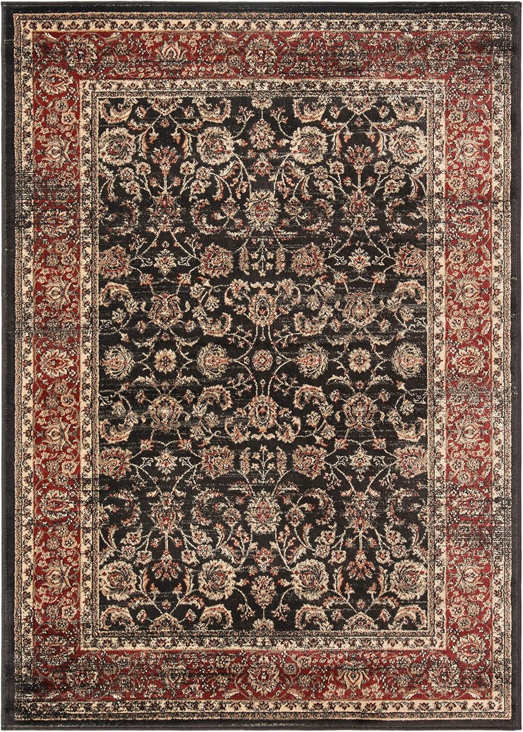 Safavieh Vintage Collection VTG571C Oriental Traditional Distressed Area Rug, 9' x 12', Black / Rust