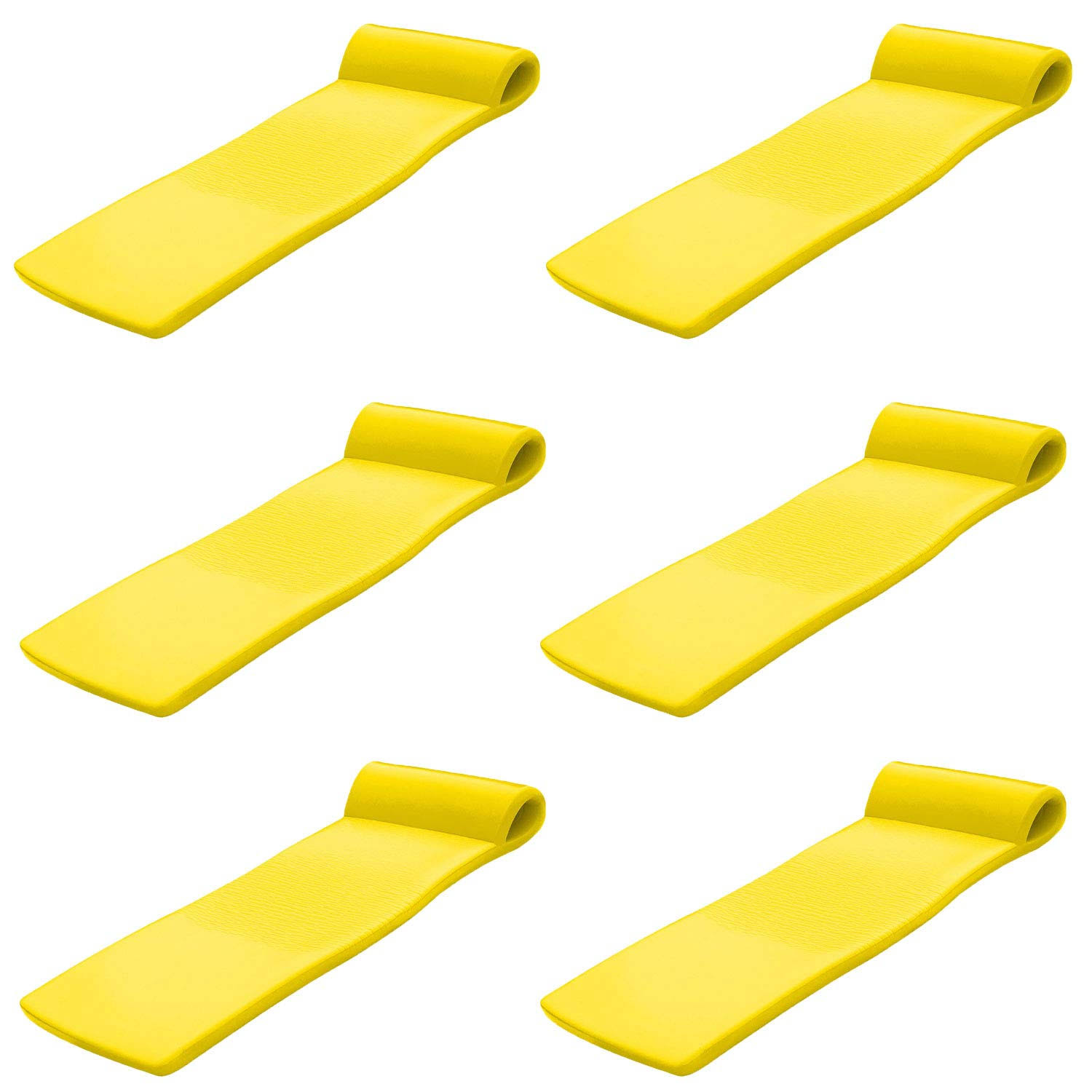 Texas Recreation Sunsation 70 inch Foam Raft Lounger Pool Float Yellow 6 Pack