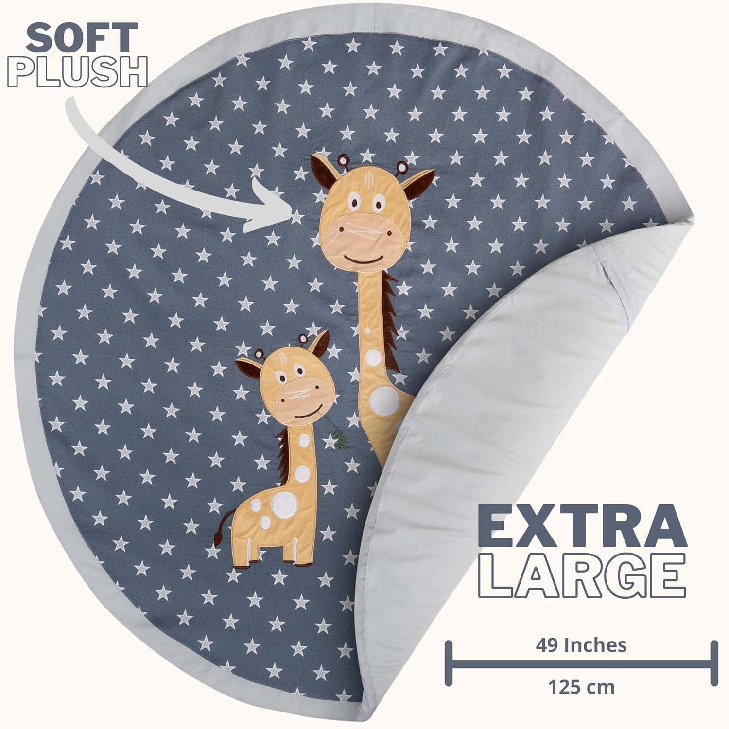 OBERLUX Baby Play Mat Memory Foam - Play Mat for Baby, Machine Washable, 49 inches-Large Non Slip Floor Mat, Playroom Decor, Baby Crawling Mat, Tummy Time Mat, Jungle Animal Safari Theme Baby Mat.