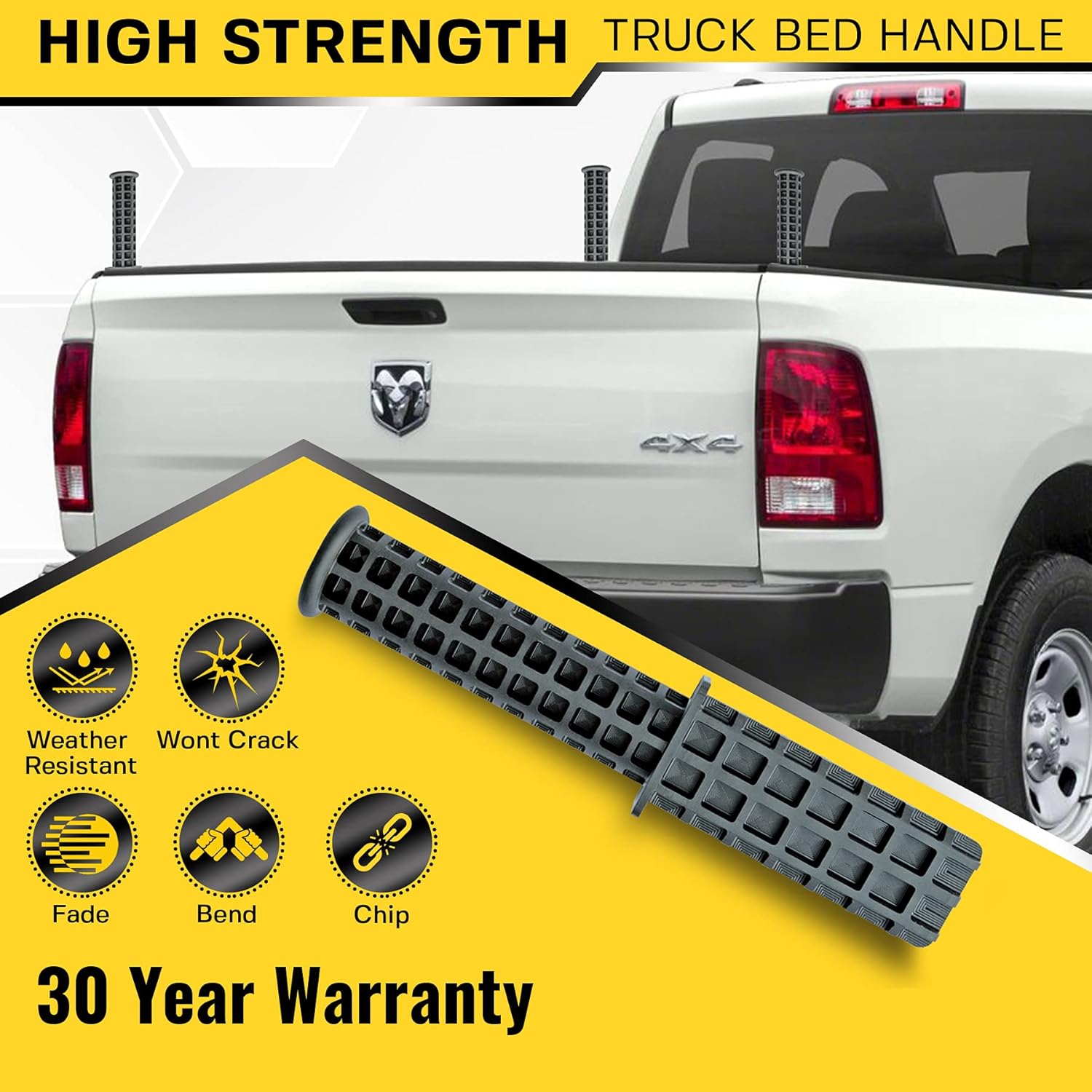 Heavy Duty Pickup Truck Bed Handle 2 Pack Fits Jeep Gladiator/Dodge Ram 1500/Dodge Ram 2500, Cargo Truck Bed Tie Downs, Tailgate Assist, Car Handle Assist for Elderly, Cool Truck Exterior Accessories