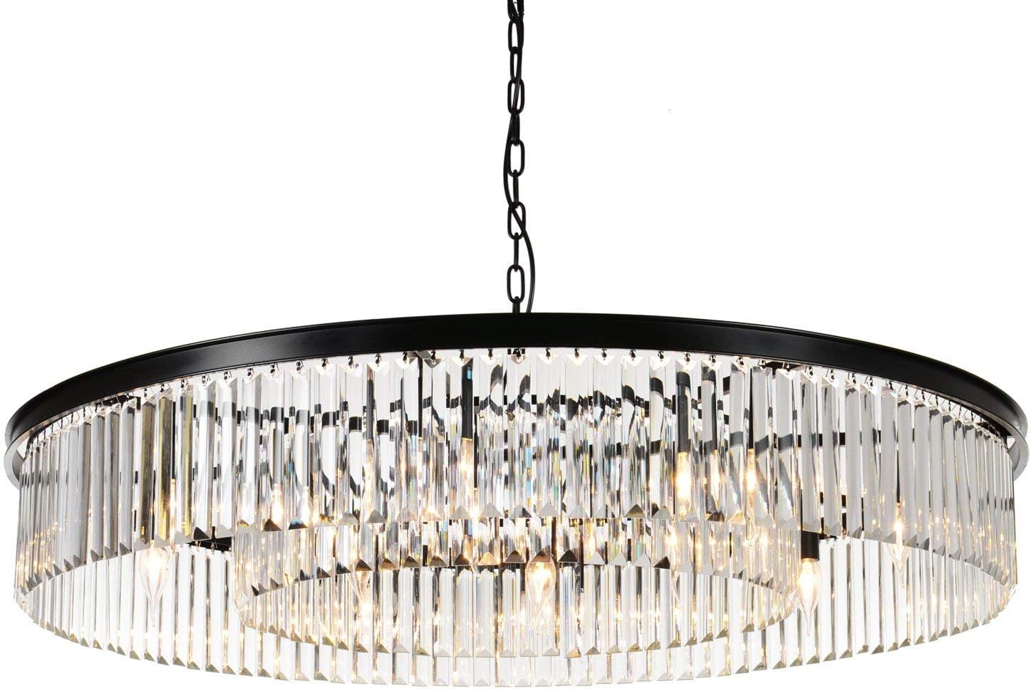 MEEROSEE Crystal Chandeliers Modern Chandelier Island Lighting 12 Lights Raindrop Pendant Ceiling Light Fixture for Dining Room Living Room Kitchen Bedroom W43.31