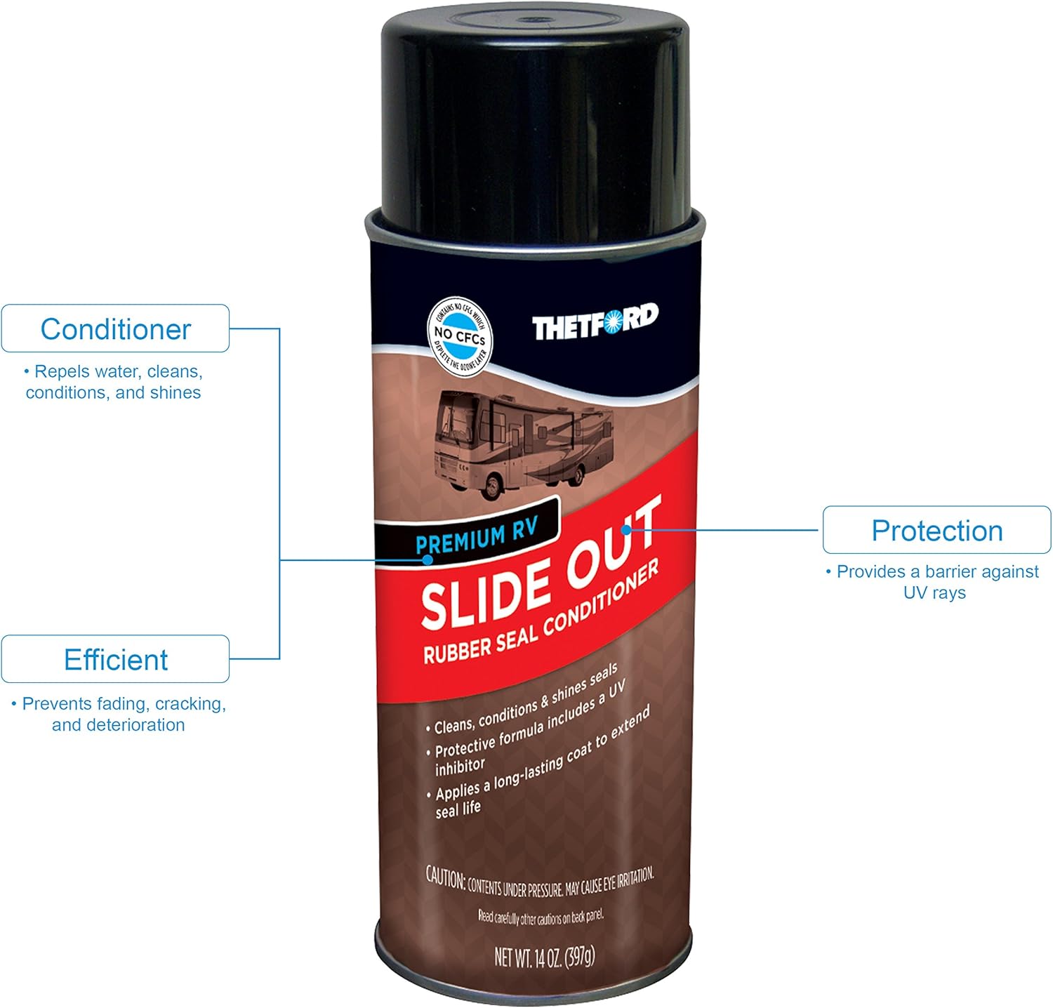 Premium RV Slide Out Rubber Seal Conditioner and Protectant - 14 oz - Thetford 32778 Pack of 2