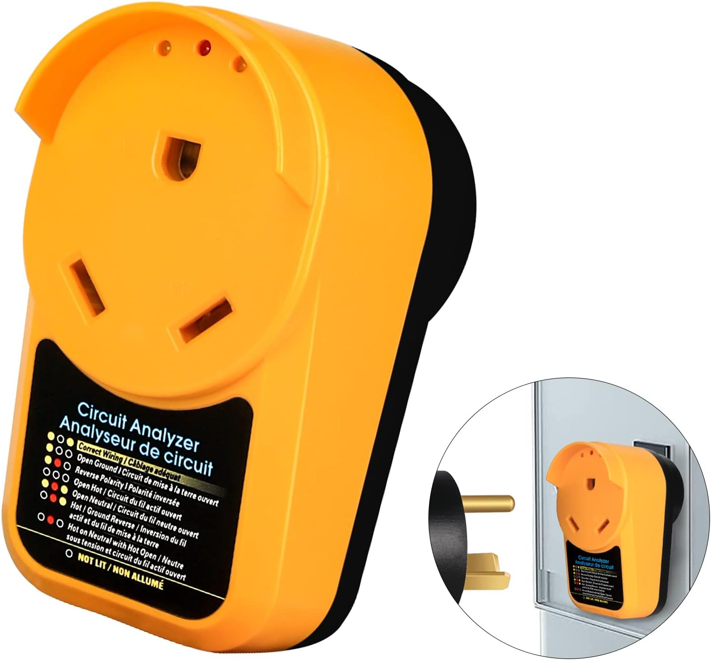 Kosctias 30 amp Surge Protector for RV, 30 amp RV Surge Protector as Adapter Circuit Analyzer with 3 LED Indicator Light and Waterproof Cap, for RV Travel Trailer Camper(3750 W / 1050J RV Accessories)